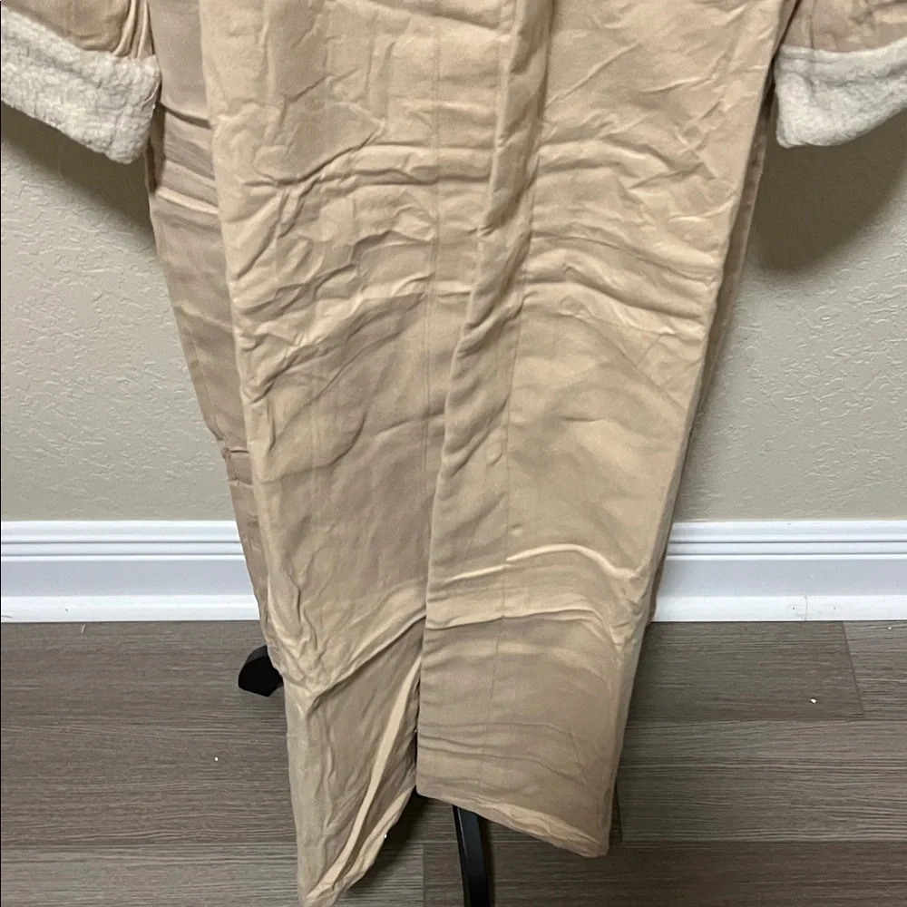Women's Tan Coat with Shearling Collar